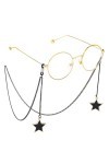 Gyrosphere Longe Lunettes chaînes for Femmes Noir étoile Pendentif Lunettes retenue Mode Titulaire chaînes Lunettes Cordon