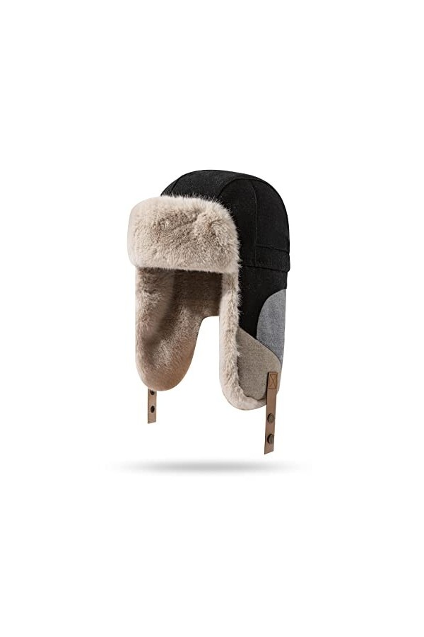 CLAPE Casquette Hiver avec Cache Oreilles Chapka Fausse Fourrure Chapeau de Trappeur Classique Ushanka Hat Chapeau de Chasse 