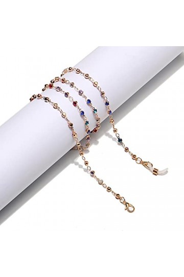 HAOLIOU Chaîne de Lunettes pour Femmes Miroir Love Mode Chaîne Faite À La Main Chaîne Colorée Strass Full Handmade Verres Cha