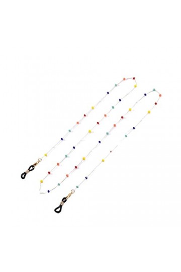 HOOENG Sangle de Lunettes de chaînes for Les Femmes Perles colorées Simples Anti-dérapant élégant retenue de Lunettes