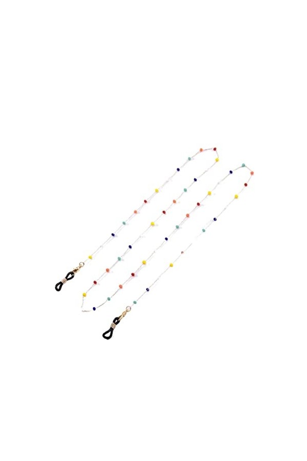 HOOENG Sangle de Lunettes de chaînes for Les Femmes Perles colorées Simples Anti-dérapant élégant retenue de Lunettes