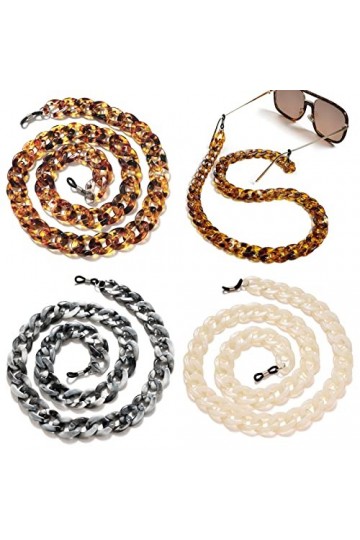 LTHERMELK 3 Chaînes à Lunettes Mode Chaîne à Lunettes Porte-Lunettes en Acrylique à Maillons Torsadés Accessoires de Lunettes