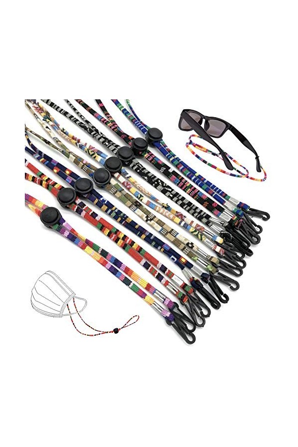 JAHEMU Cordon Lunette Sport Chaîne de Lunettes Réglable Lanière de Masque Enfant Lunettes de Soleil Sangle pour Prévention de