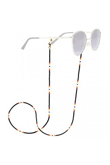 KELITCH Femmes Lunettes De Soleil Chaînes Collier Masque Collier Lunettes De Perles Chaînes Boho Lunettes De Soleil Collier C