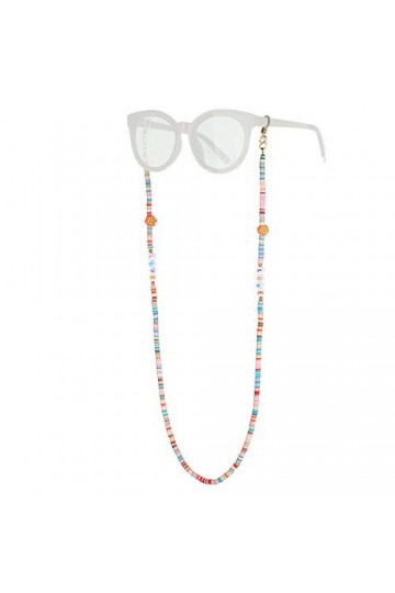 KELITCH Heishi Lunettes Perlées Chaîne Cordons Chaîne Smiley Lunettes De Soleil Chaîne Porte-Lunettes Sangle Cordons De Reten