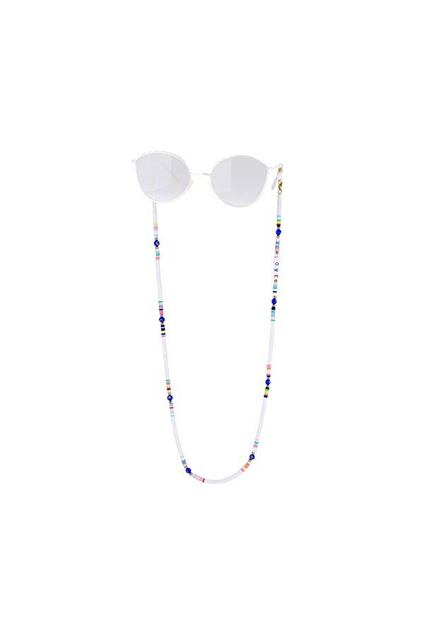 C·QUAN CHI Lunettes de vue multicolores avec perles Collier chaîne Lunettes Collier chaîne Chaîne Lunettes décoratives Chaîne