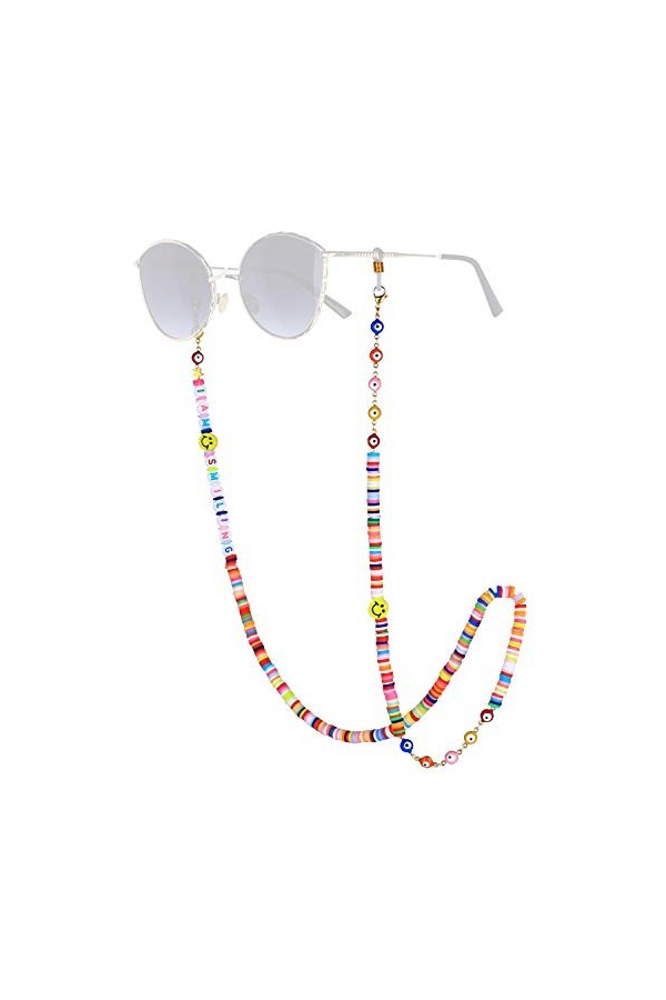 C·QUAN CHI Lunettes de vue multicolores avec perles Collier chaîne Lunettes Collier chaîne Chaîne Lunettes décoratives Chaîne