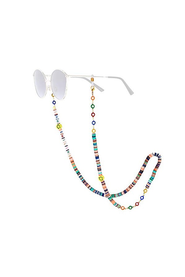 C·QUAN CHI Lunettes de vue multicolores avec perles Collier chaîne Lunettes Collier chaîne Chaîne Lunettes décoratives Chaîne