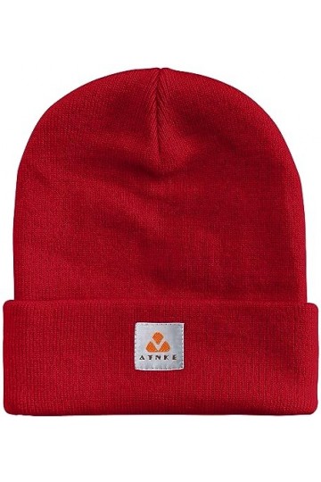ATNKE Tricot Bonnet Chapeaux Extensible Doux Chaud Quotidien Hiver Menotté Casquette Crâne Cadeaux pour Hommes et Femmes/Red