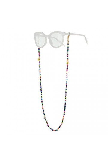 KELITCH Heishi Lunettes Perlées Chaîne Cordons Chaîne Smiley Lunettes De Soleil Chaîne Porte-Lunettes Sangle Cordons De Reten