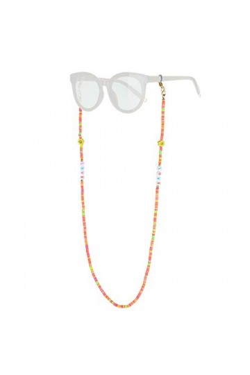 KELITCH Heishi Lunettes Perlées Chaîne Cordons Chaîne Smiley Lunettes De Soleil Chaîne Porte-Lunettes Sangle Cordons De Reten