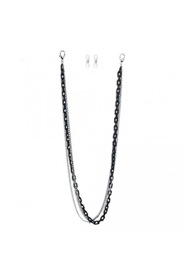 DJLORD Chaînes Sangle de Lunettes for Femmes Masque Multicouche Chaînes Style Hip hop Cordon de Lunettes élégant