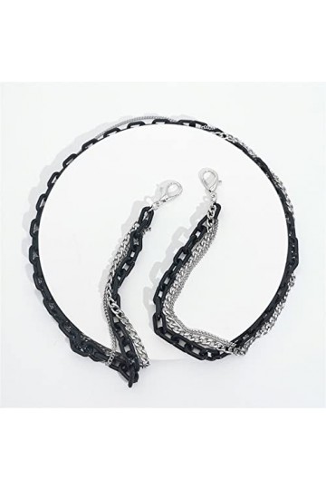 DJLORD Chaînes Sangle de Lunettes for Femmes Masque Multicouche Chaînes Style Hip hop Cordon de Lunettes élégant