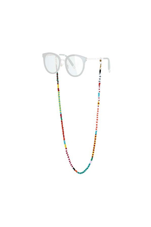 C·QUAN CHI Collier De Perles De Riz Multicolores Collier Damour Lettre Caractéristique Collier à Fermoir élastique Porte-cha