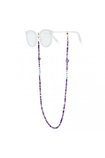 KELITCH Heishi Lunettes Perlées Chaîne Cordons Chaîne Smiley Lunettes De Soleil Chaîne Porte-Lunettes Sangle Cordons De Reten
