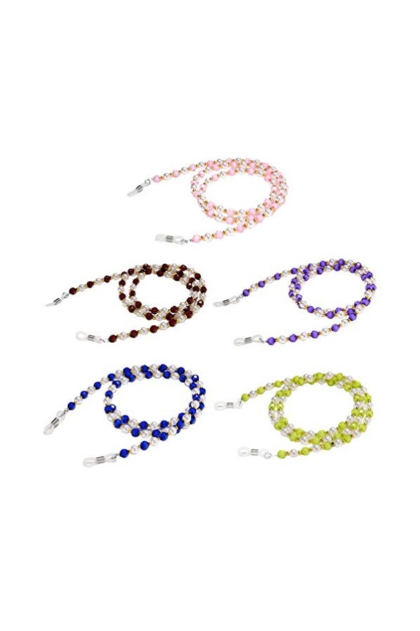 Artibetter 5 Pcs Chaîne de Lunettes Lunettes de Perles Cordon Lunettes de Soleil Lanière Courroie de Cou Lunettes Retenue Cor