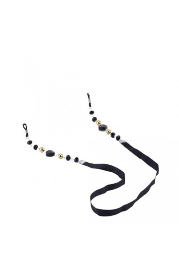 SANDNE Chaîne de lunettes de soleil for femmes, perles acryliques noires, chaînes de lunettes antidérapantes, cordon de lunet