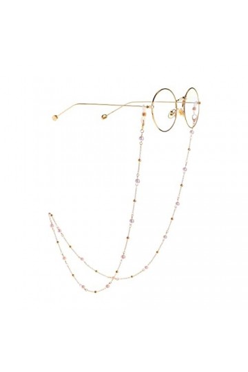 HOOENG Longe de Lunettes Sangle de Lunettes for Femmes chaîne de Cou perlée Simple élégant Cordon de Lunettes Sangles de Lune
