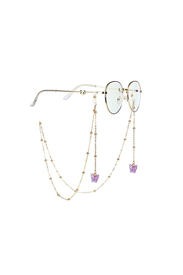 DNLKWGO Chaîne de lunettes avec pendentif papillon pour femme, 7 , taille unique