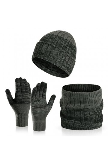 Bonnet Hiver Homme et Gants Tactile Cache Cou, Ensemble Tricotés Gants Bonnet Echarpe Homme Hiver, Chaud Bonnet et écharpe Do