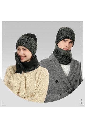 Bonnet Hiver Homme et Gants Tactile Cache Cou, Ensemble Tricotés Gants Bonnet Echarpe Homme Hiver, Chaud Bonnet et écharpe Do