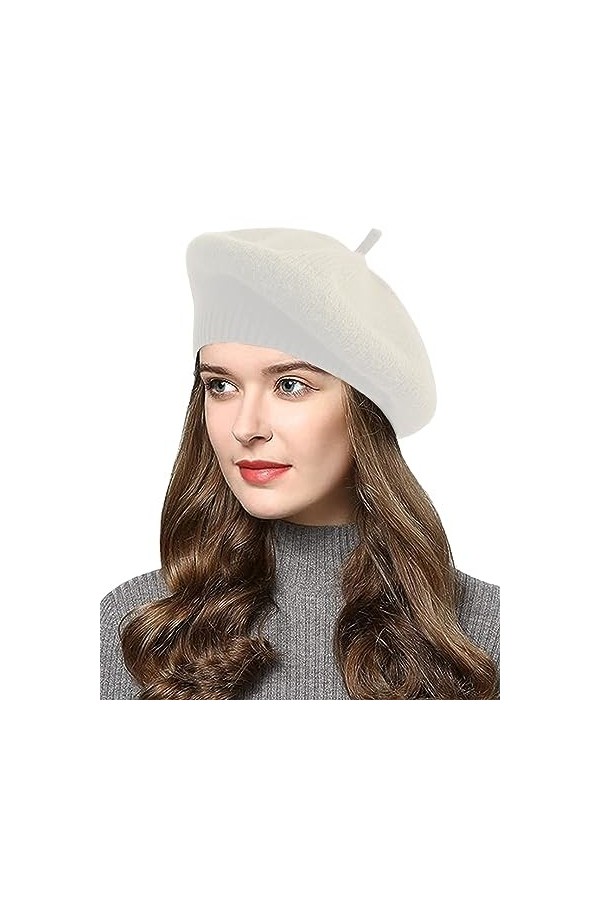 Yutdeng Tricotés Béret Femme Filles Classique Français Chapeau de Béret Bonnet Elégant Souple Vintage Casquette Automne et Hi