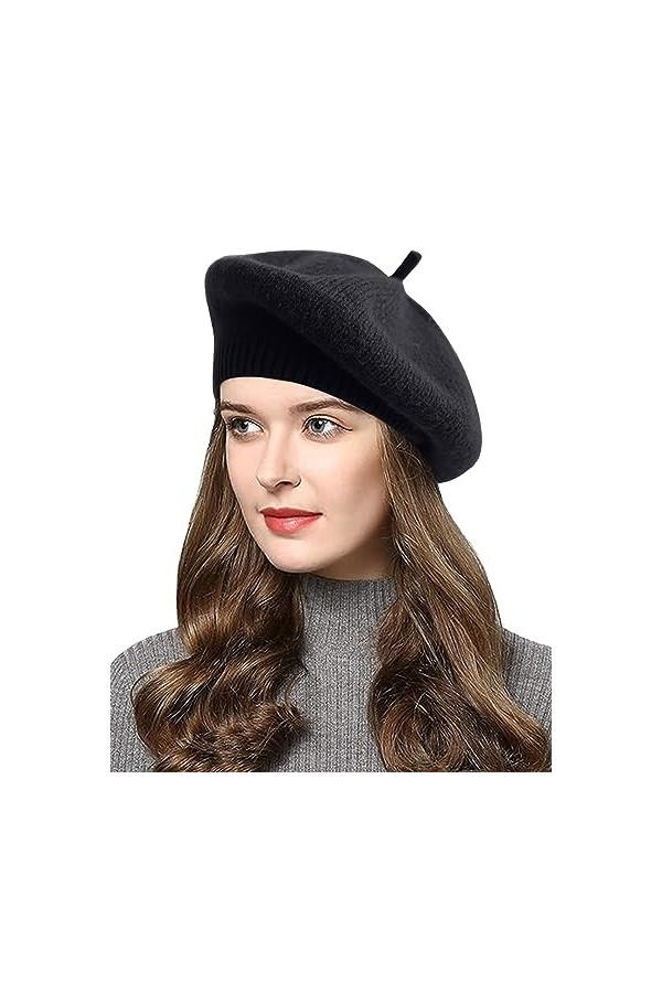 Yutdeng Tricotés Béret Femme Filles Classique Français Chapeau de Béret Bonnet Elégant Souple Vintage Casquette Automne et Hi
