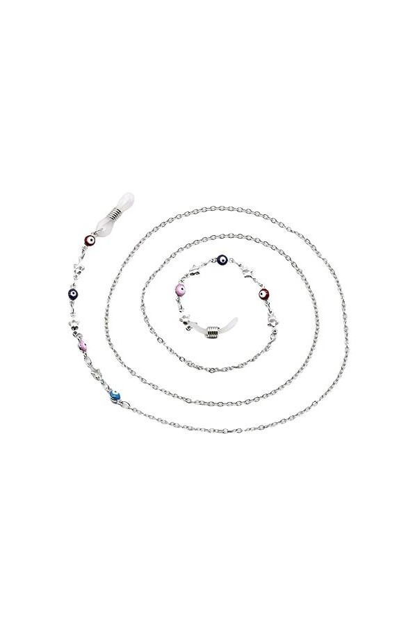 HczIon Chaîne Lunettes 2 Pièces De Lunettes Chaîne De Lunettes Étoilé Chaîne Licou Col Décoré De Lunettes Cordon,Argent