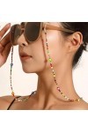 SANDNE Chaînes de lunettes en perles colorées bohème for femmes, lanières de lunettes de soleil, chaîne de cou antidérapante