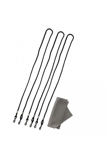 Lot de 4 | 3 cordons de lunettes et 1 chiffon de nettoyage en microfibre | Cordon de cou léger pour lunettes, cordons de lune