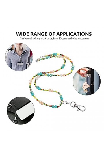 Mikikit Collier de charme pratique lanière de travail à la mode clé à lunettes pour femme Porte-clés sangles téléphones porta