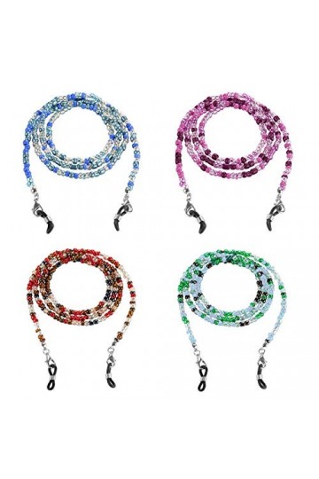 PROGARMENTS Lot de 4 chaînes à lunettes antidérapantes pour lunettes