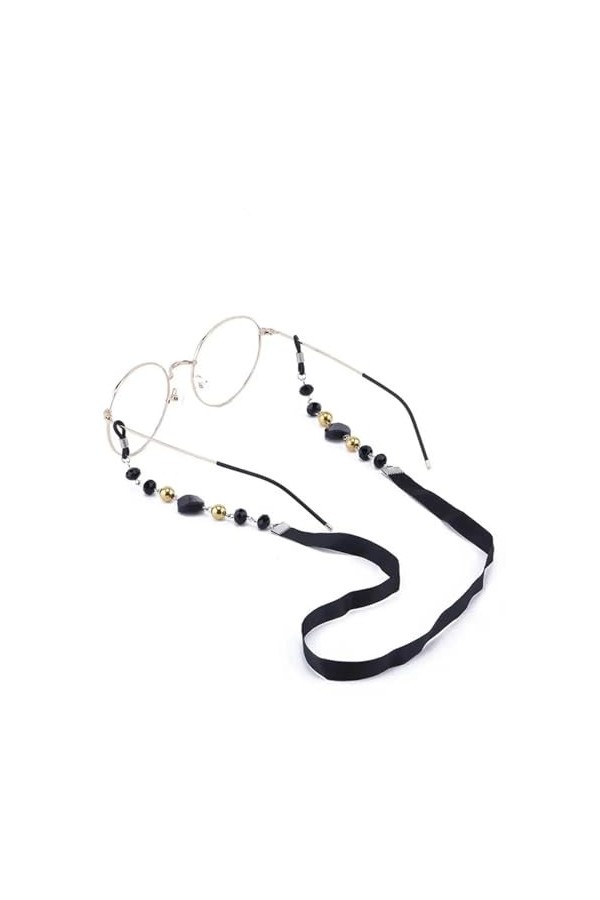 SANDNE Chaîne de lunettes de soleil for femmes, perles acryliques noires, chaînes de lunettes antidérapantes, cordon de lunet