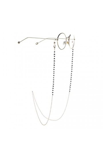 DJLORD Chaînes de Lunettes de Longe for Femmes chaînes de Masque perlées irrégulières Noires Cordon de Lunettes élégant