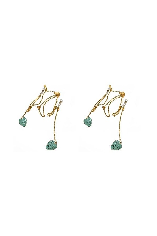 GALPADA 2 Pcs Chaîne De Lunettes Feuille De Monstera Lunettes De Mode Couvre-Visage Lanière Sangle Chaîne De Lunettes Collier