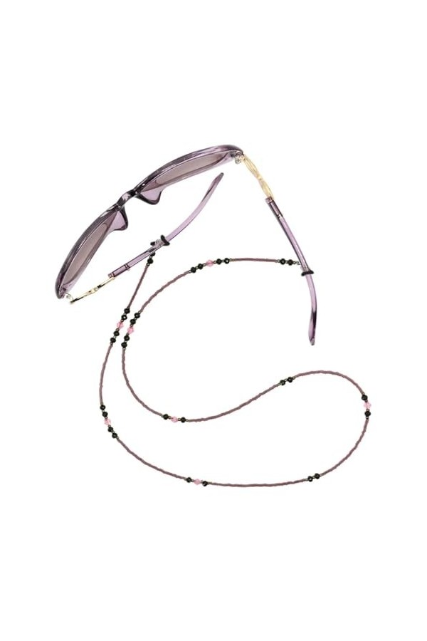 SANDNE Chaîne de lunettes en cristal violet, cordon de perles, retenue de lunettes de soleil, lanière de support de chaîne