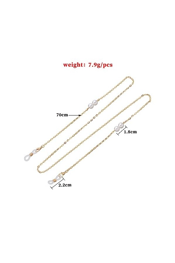 HczIon Chaîne Lunettes 2 Pièces Chaîne De Lunettes Perles Chaîne Lunettes Métalliques Accessoires Cordon Anti Chute