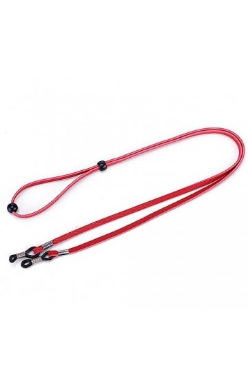 HczIon Chaîne Lunettes 2 Pièces Réglables Nouvelles Lunettes Cordon Cuir Lunettes Cordon Lunettes Anti Chute Chaîne,Rouge