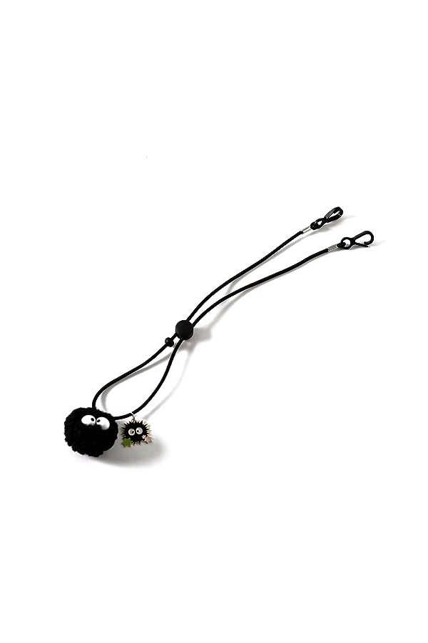 HczIon Chaîne Lunettes 2 Pièces Lunettes Chaîne Black Hairball Cordon Masque Chaîne Lunettes Chaîne Alliage Accessoires,A