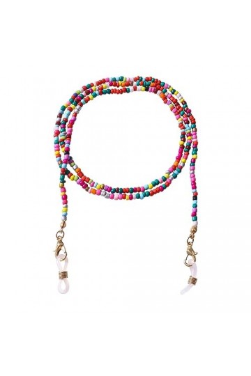 HczIon Chaîne Lunettes 2 Pièces Verres Chaîne Couleur Perle De Riz Corde Antidérapante Lunettes Chaîne Cordon De Masque,Coule