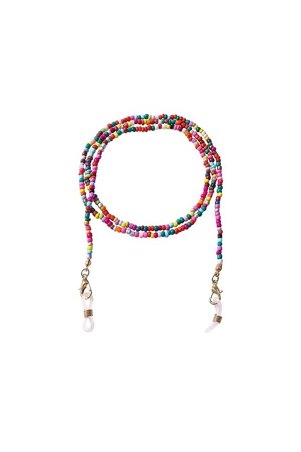 HczIon Chaîne Lunettes 2 Pièces Verres Chaîne Couleur Perle De Riz Corde Antidérapante Lunettes Chaîne Cordon De Masque,Coule