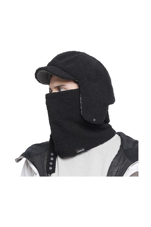 WTACTFUL Ensemble dhiver avec Chapeaux de Neige Chauds à Petits Bords et écharpe Thermique Double Couche, Bonnet et Masque C