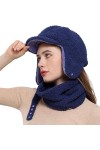 WTACTFUL Ensemble dhiver avec Chapeaux de Neige Chauds à Petits Bords et écharpe Thermique Double Couche, Bonnet et Masque C