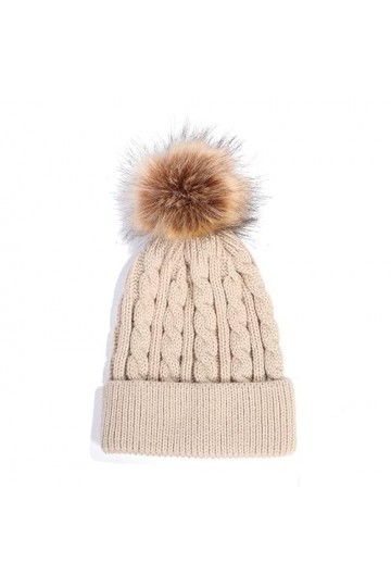 Gadgets Mafia Bonnet dhiver doublé de fourrure avec pompon en fausse fourrure pour femme, beige, taille unique