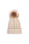Gadgets Mafia Bonnet dhiver doublé de fourrure avec pompon en fausse fourrure pour femme, beige, taille unique