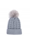 Gadgets Mafia Bonnet dhiver doublé de fourrure avec pompon en fausse fourrure pour femme, beige, taille unique