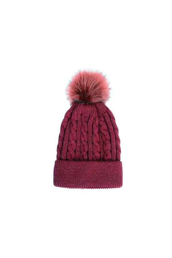 Gadgets Mafia Bonnet dhiver doublé de fourrure avec pompon en fausse fourrure pour femme, beige, taille unique