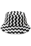 crazy bean Chapeau de pêcheur dhiver pour Dames en Peluche épais Chapeau de Pot Chaud M,Damier 