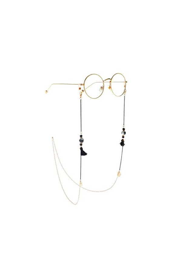 HOOENG Lunettes lanière chaînes de Lunettes for Femmes coloré perlé Gland Masque chaînes élégant Lunettes de Soleil Sangles P