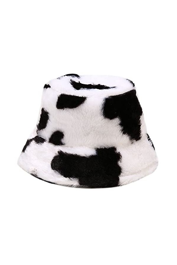 crazy bean Chapeau de pêcheur dhiver pour Dames en Peluche épais Chapeau de Pot Chaud M,Damier 